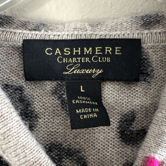 Charter Club Cashmere Cheetah Print Hoodie, Large - Picture 4 of 10